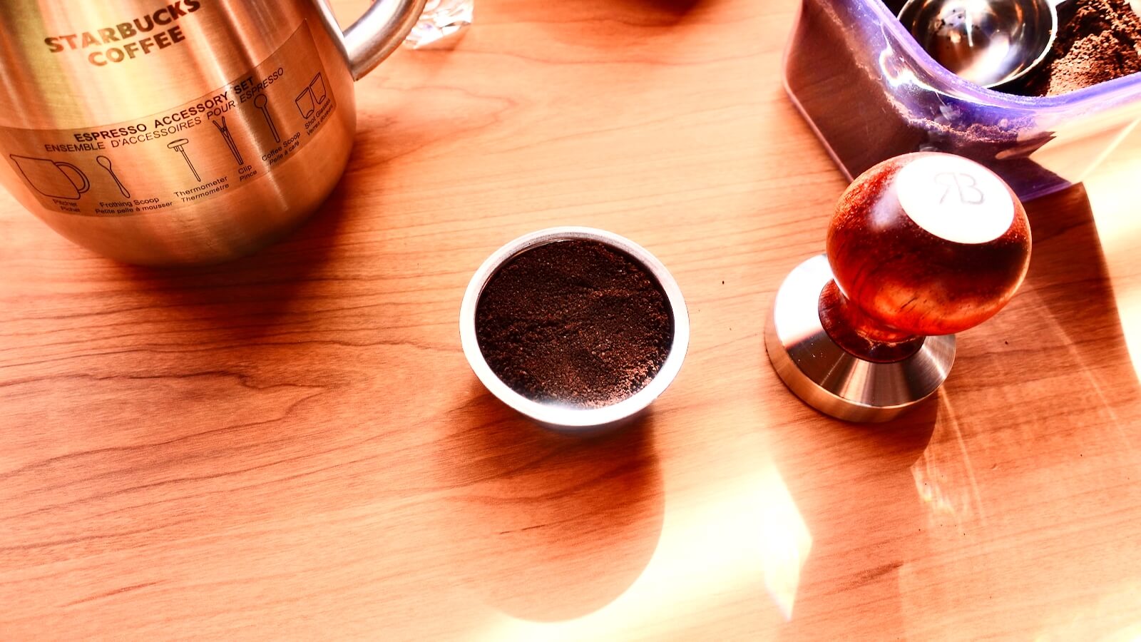 Espresso machine included Photo of coffee powder spread in the filter basket
