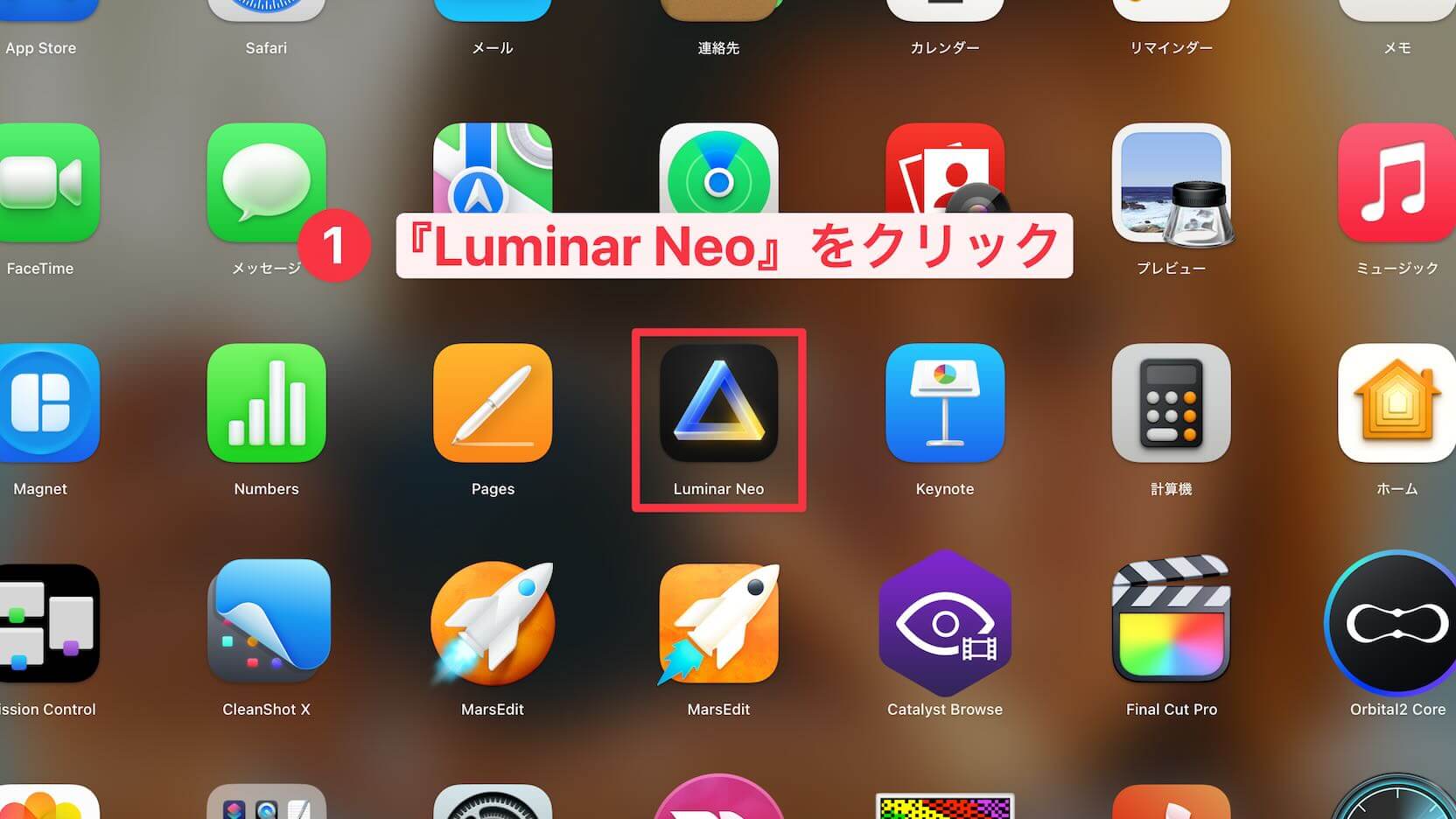 Mac Launchipad上のLuminar Neoアイコンのスクリーンショット